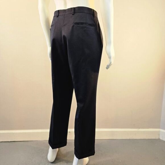 Marcraft Wool Dress Pants Navy Blue Mens Sz 32 x 28 Pleated Front Classic Cuff - Picture 2 of 11
